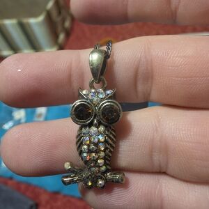 Sparkling Owl Pendant Necklace
